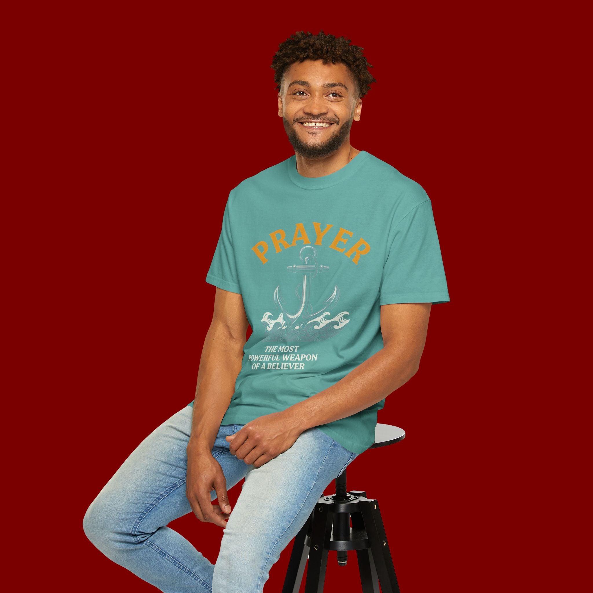 Prayer Anchor T-Shirt — "Prayer: The Most Powerful Weapon of a Believer" Christian Faith Tee