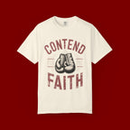 Contend for the Faith T-Shirt — Vintage Boxing Gloves Christian Tee