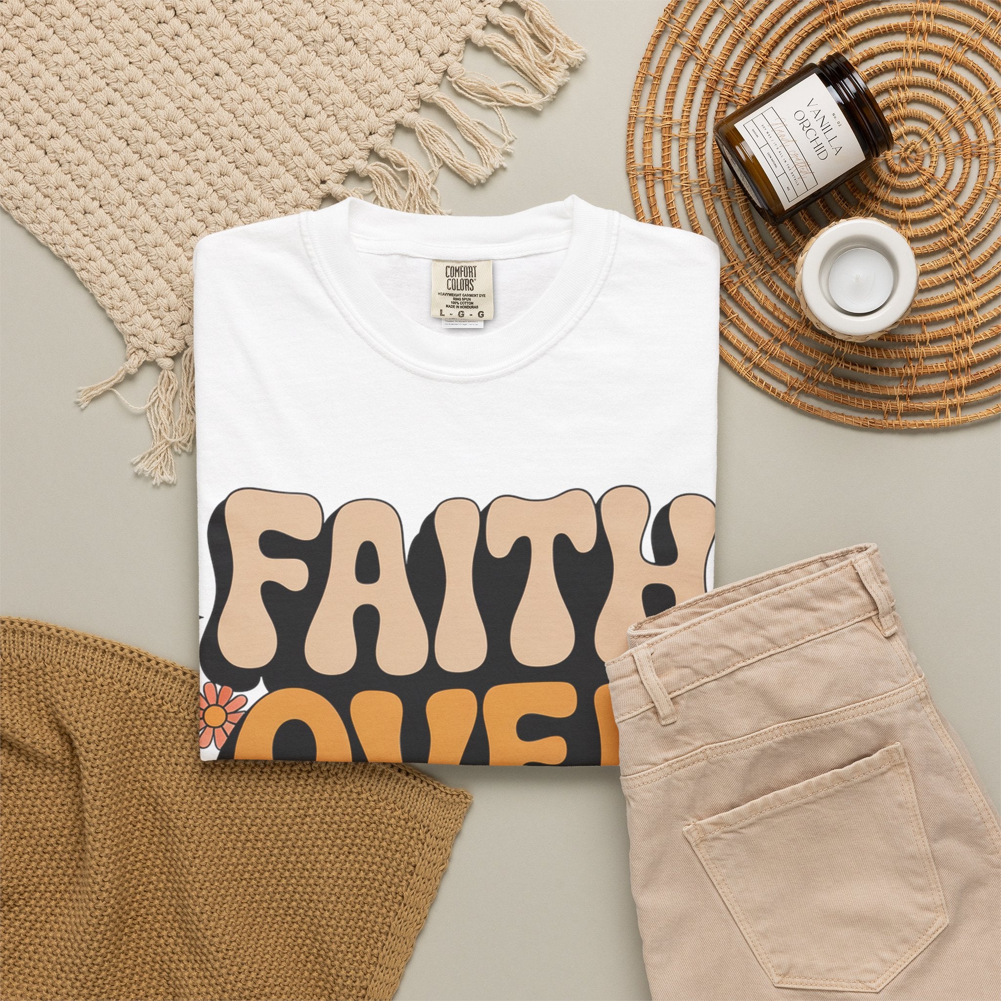 Faith Over Fear T‑Shirt — Retro Floral Inspirational Tee