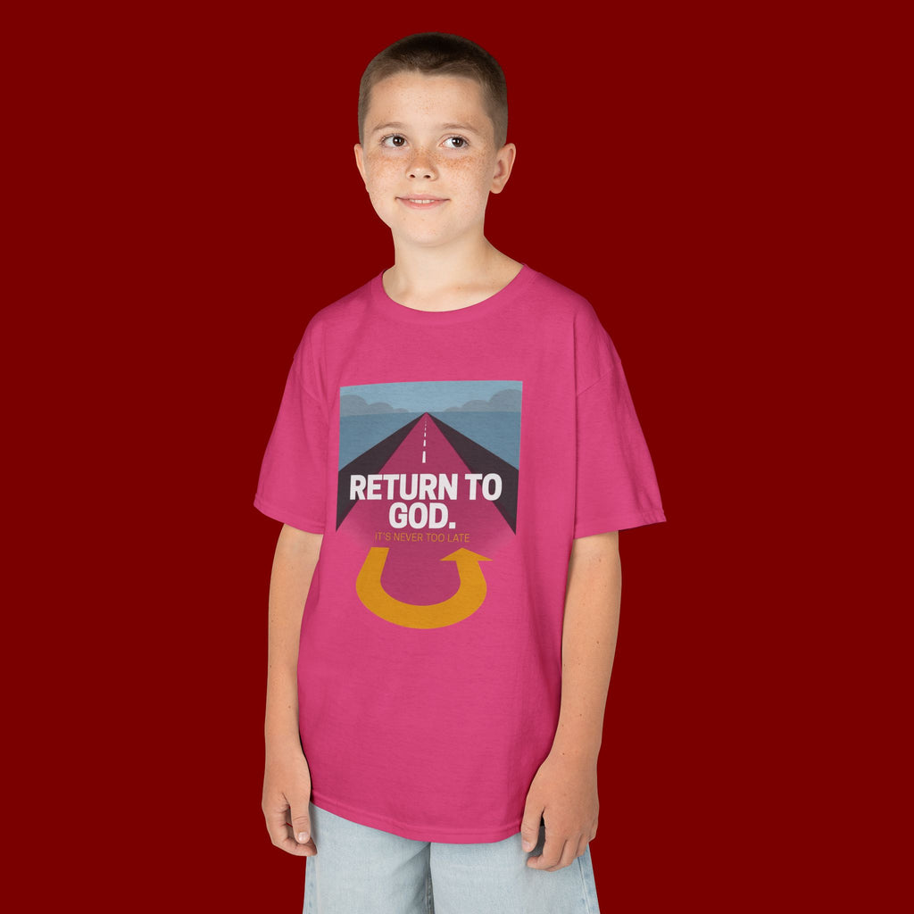 Kids Tee - "Return to God" Roadway Graphic Religious Youth Shirt