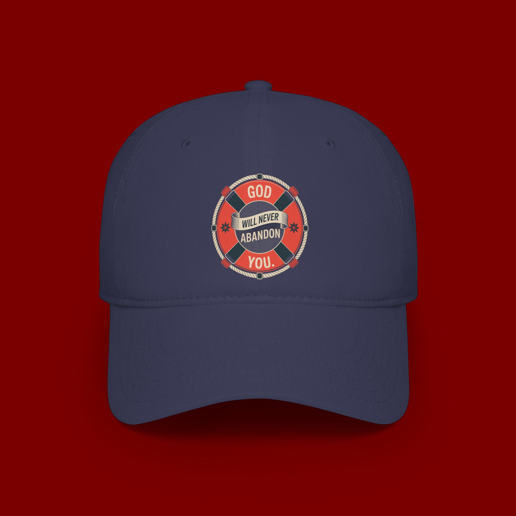 Baseball Cap - "God Will Never Abandon You" Lifesaver Graphic Christian Hat