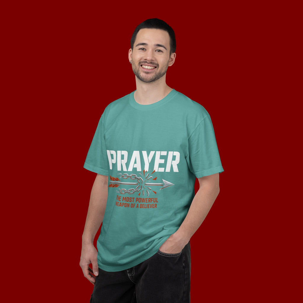 Prayer T-Shirt — Faith Arrow Graphic Tee ("Prayer: The Most Powerful Weapon")