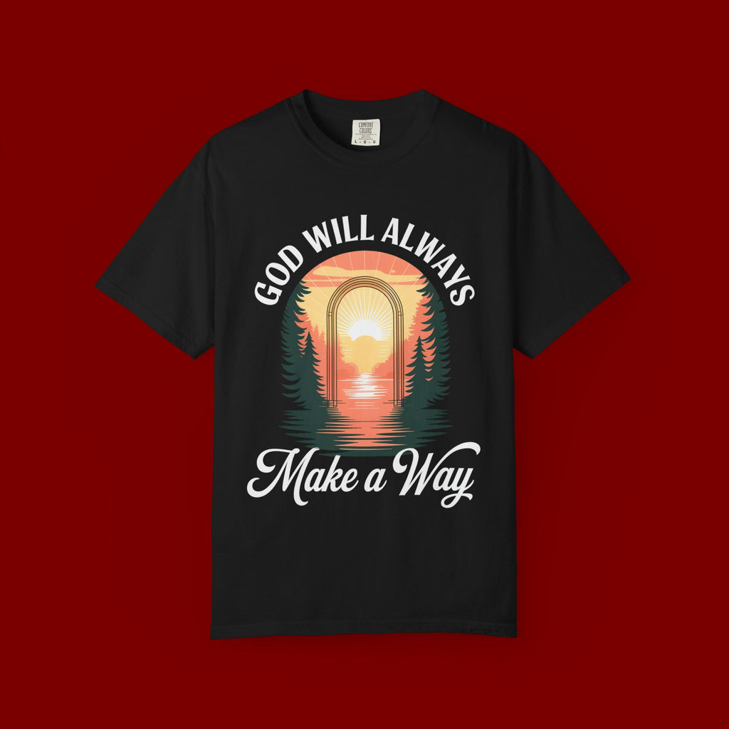 Make a Way Christian T-Shirt — 'God Will Always Make a Way' Sunset Faith Tee
