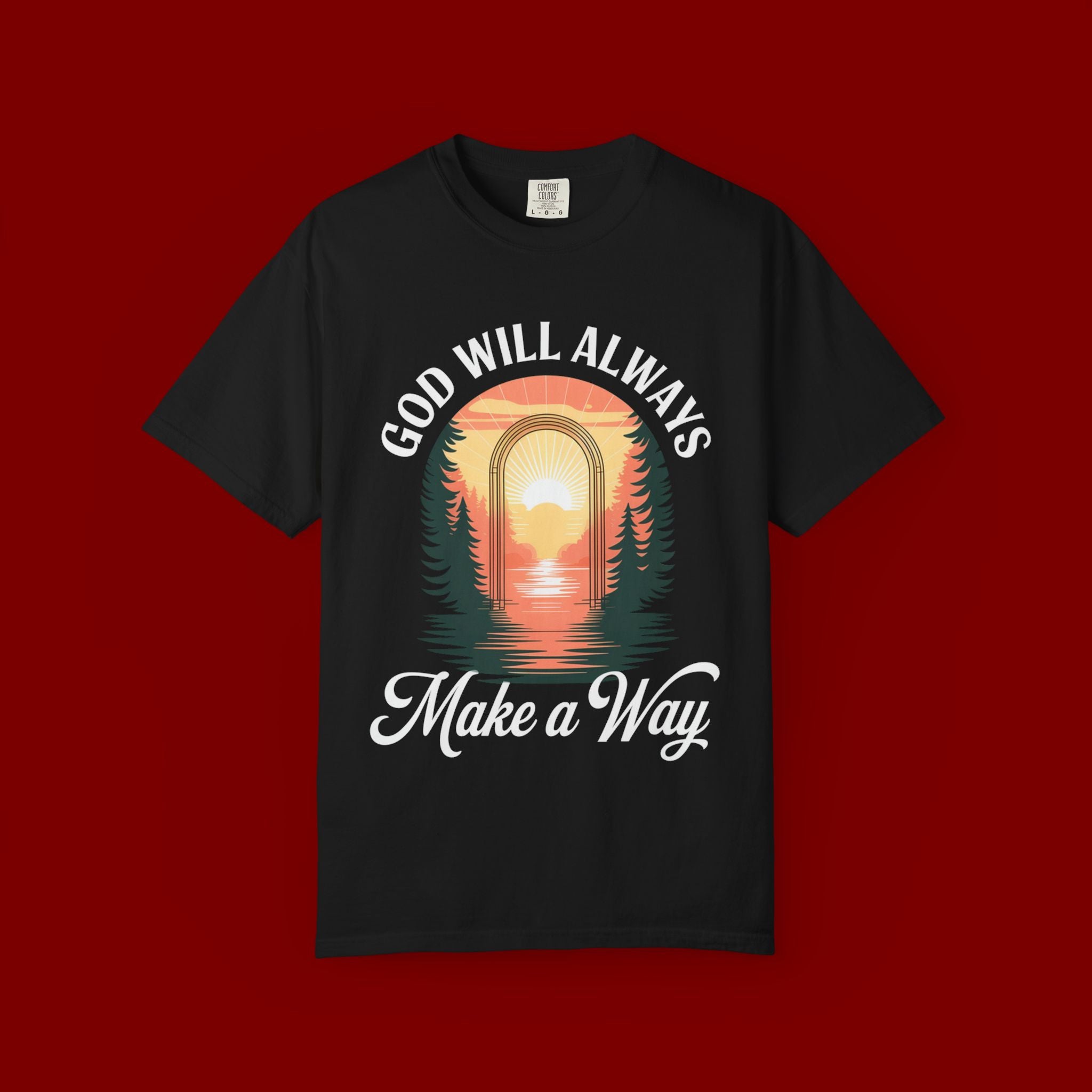 Make a Way Christian T-Shirt — 'God Will Always Make a Way' Sunset Faith Tee
