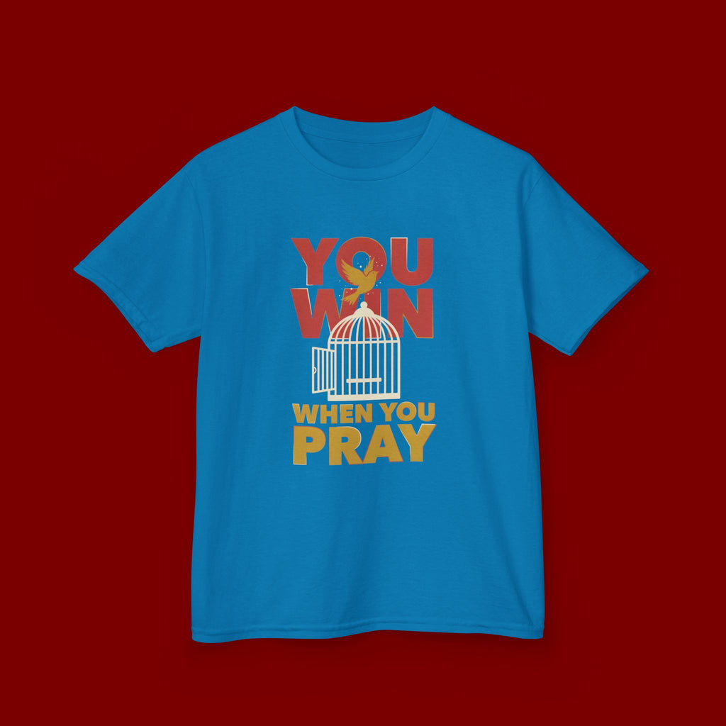 Kids Tee — "You Win When You Pray" Inspirational Christian Shirt