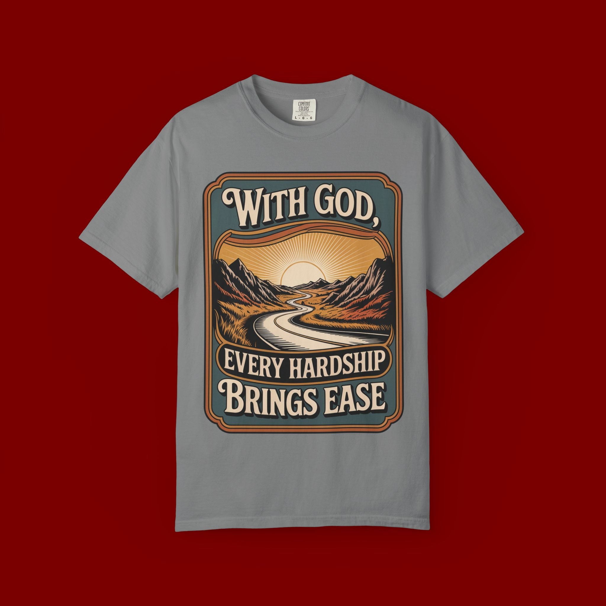 Inspirational Graphic T-Shirt — "With God, Every Hardship Brings Ease"