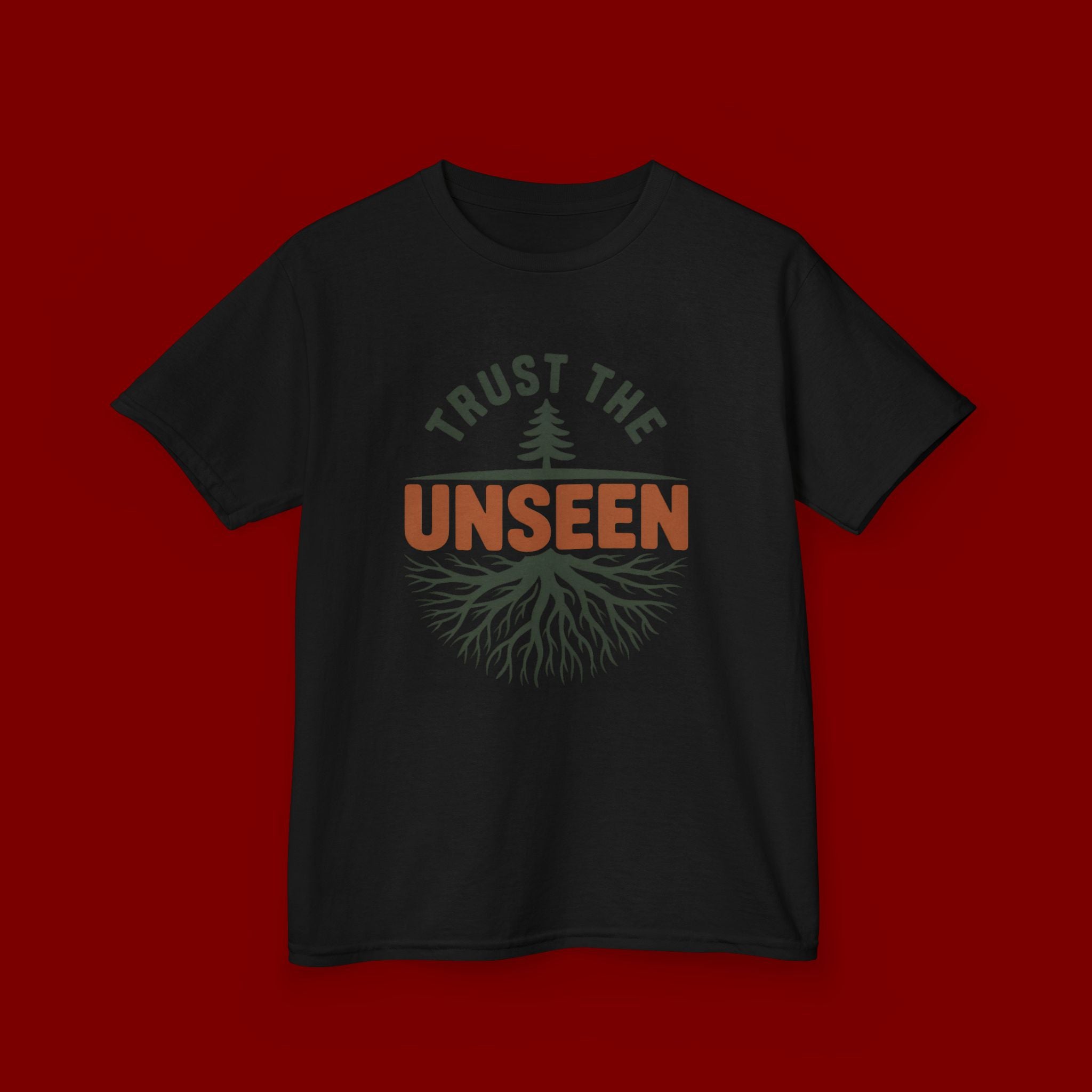 Kids T‑Shirt — "Trust the Unseen" Tree & Roots Inspirational Graphic