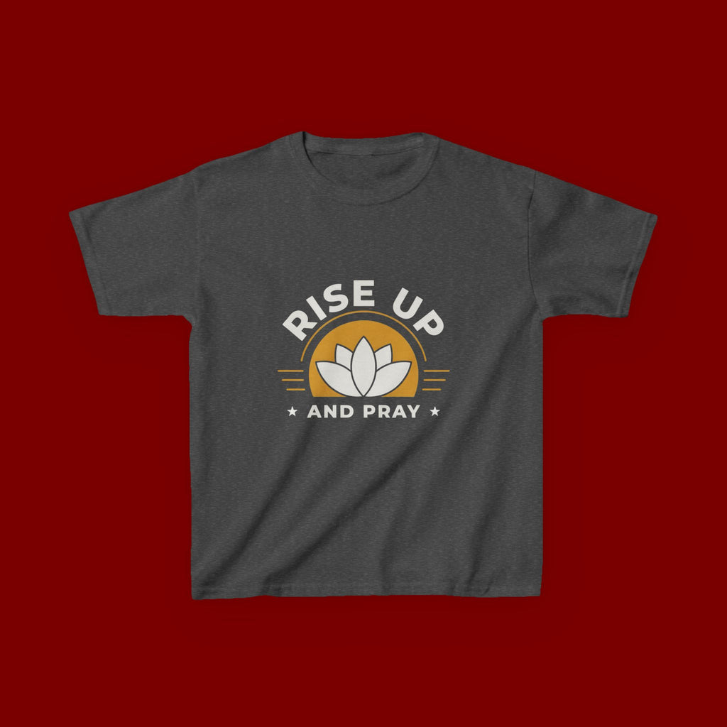 Kids T-Shirt - "Rise Up and Pray" Inspirational Christian Tee for Children