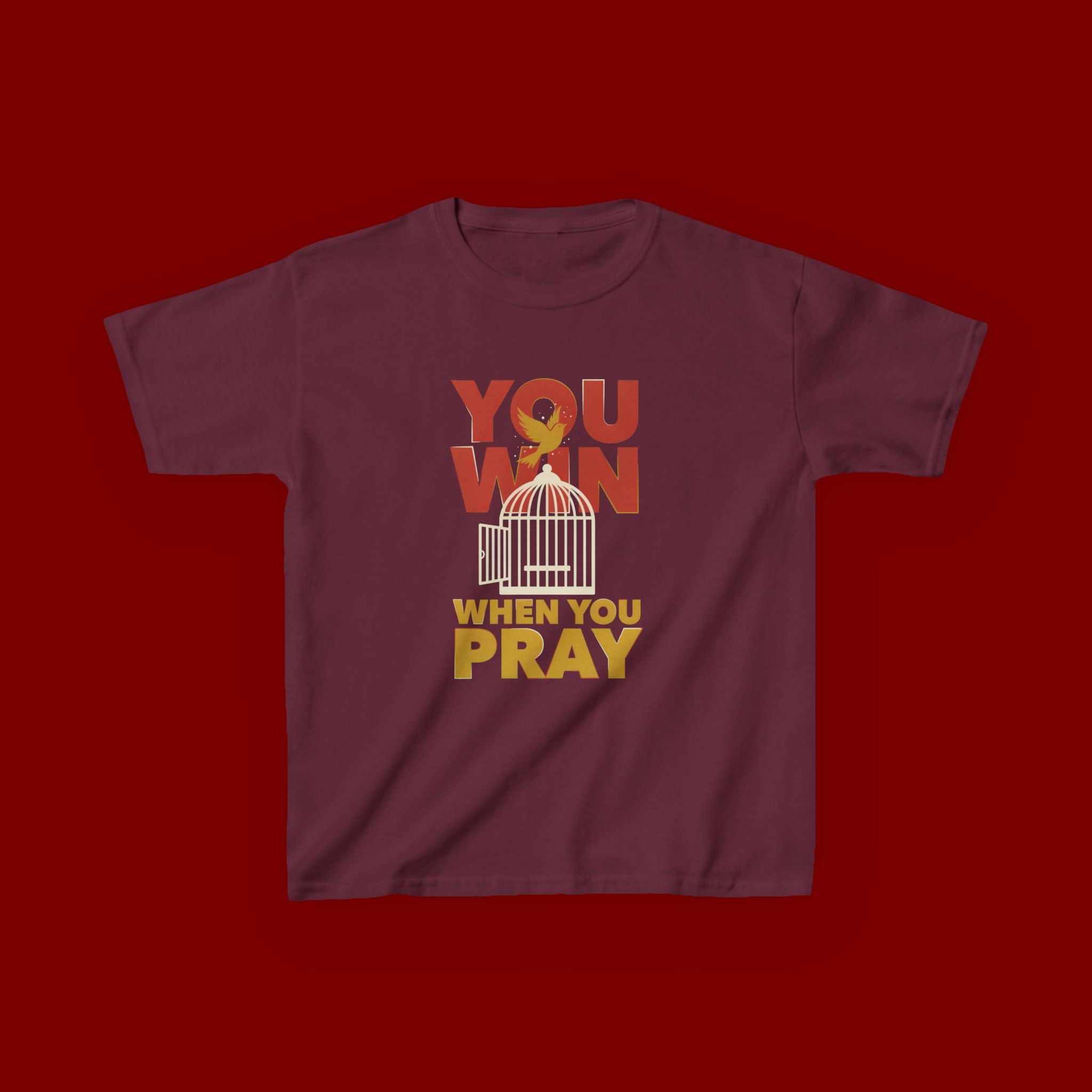 Kids Tee — "You Win When You Pray" Inspirational Christian Shirt