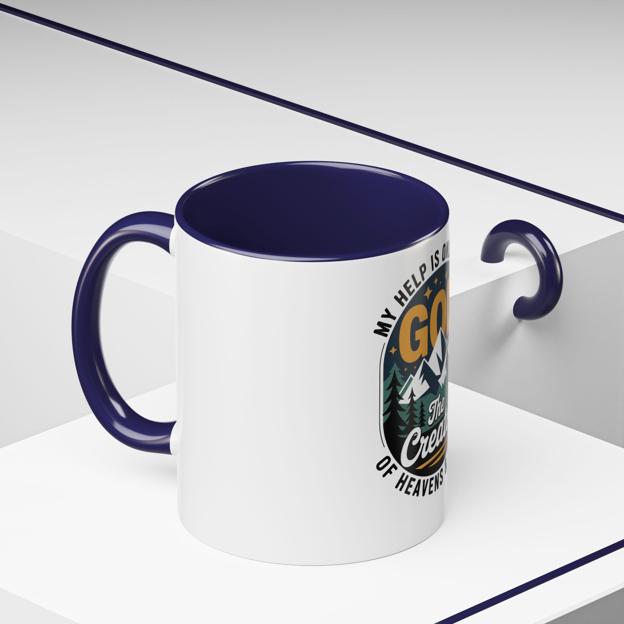Christian Coffee Mug — “My Help Is Only From God The Creator” Accent Mug