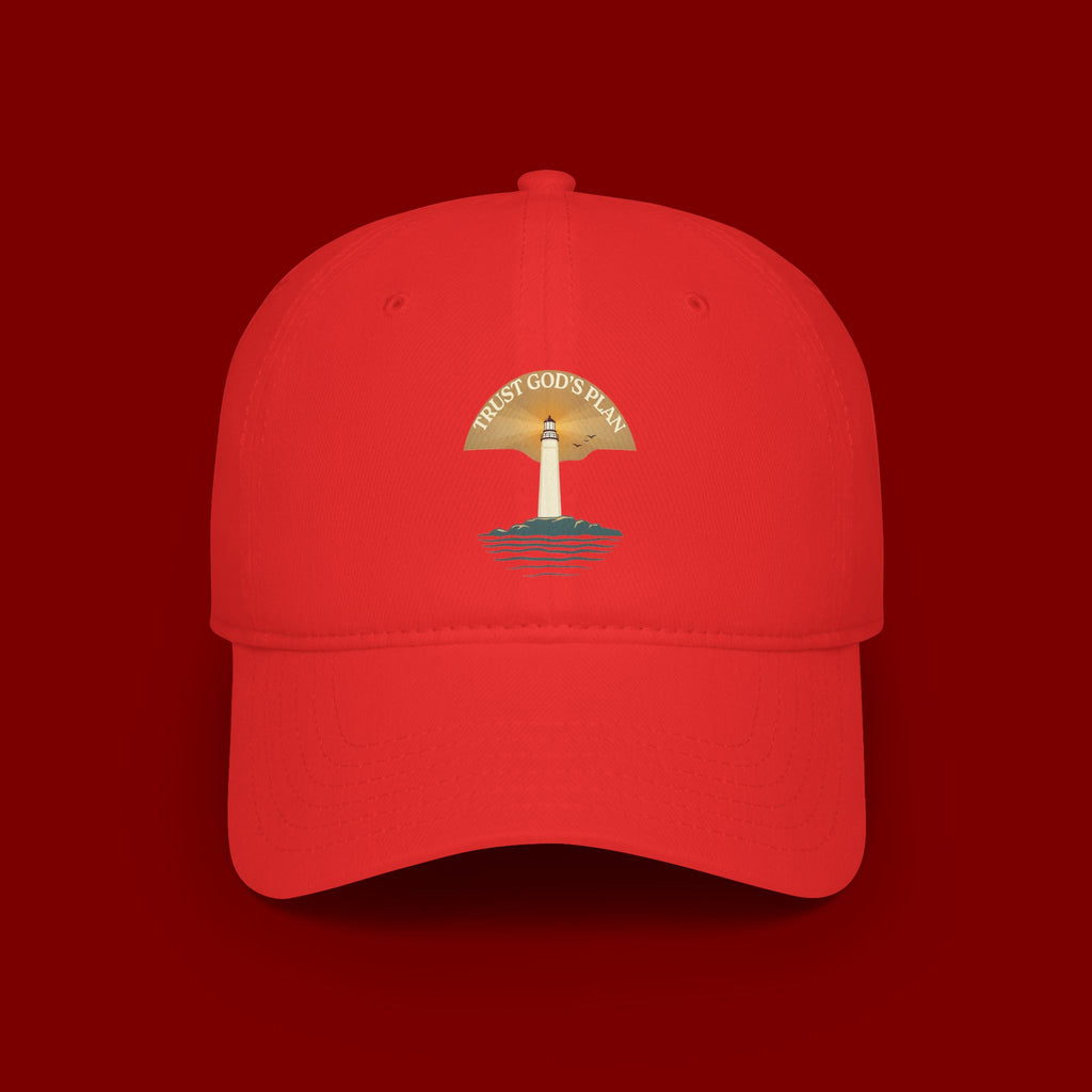 Lighthouse Faith Baseball Cap — "Trust God's Plan" Embroidered Low-Profile Hat