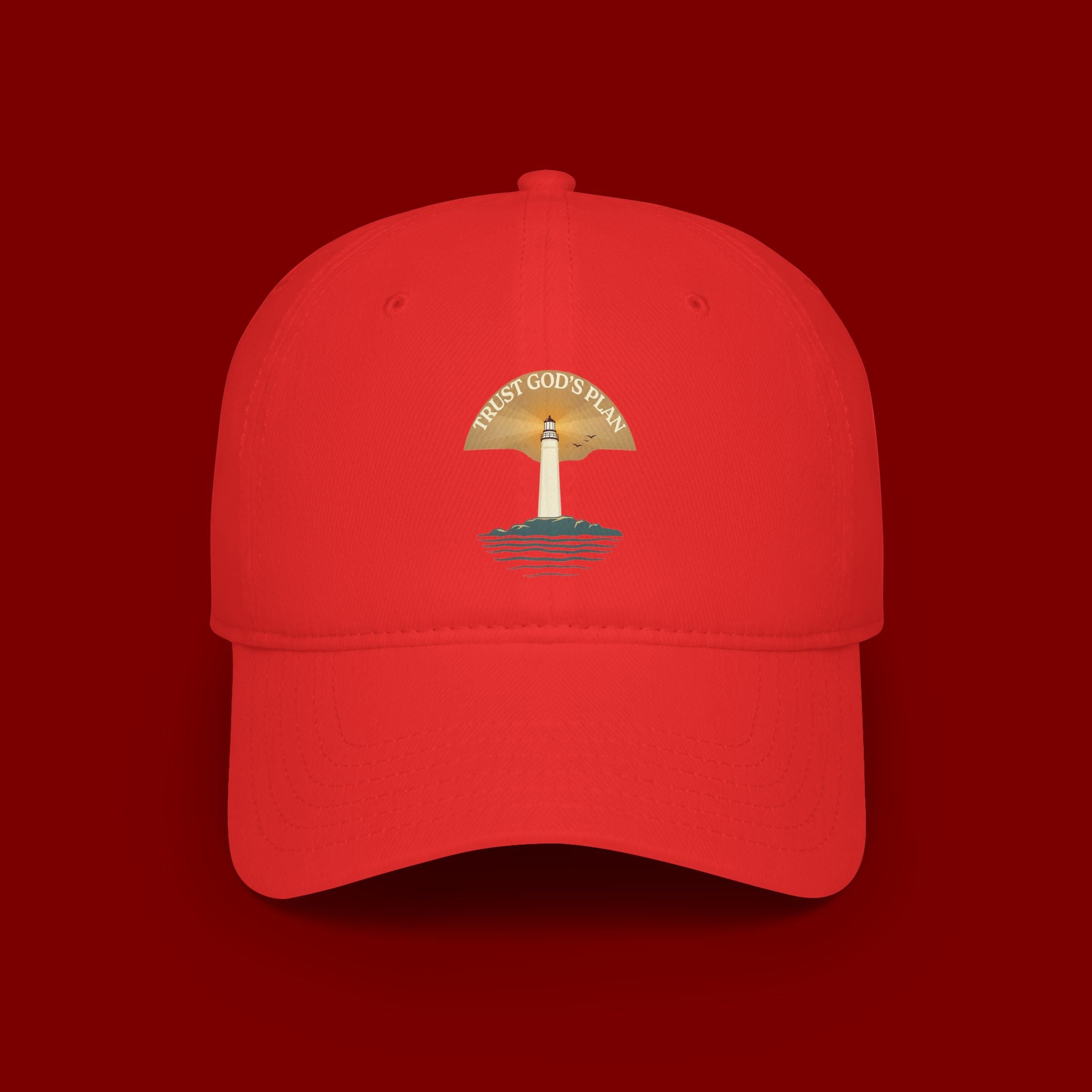 Lighthouse Faith Baseball Cap — "Trust God's Plan" Embroidered Low-Profile Hat