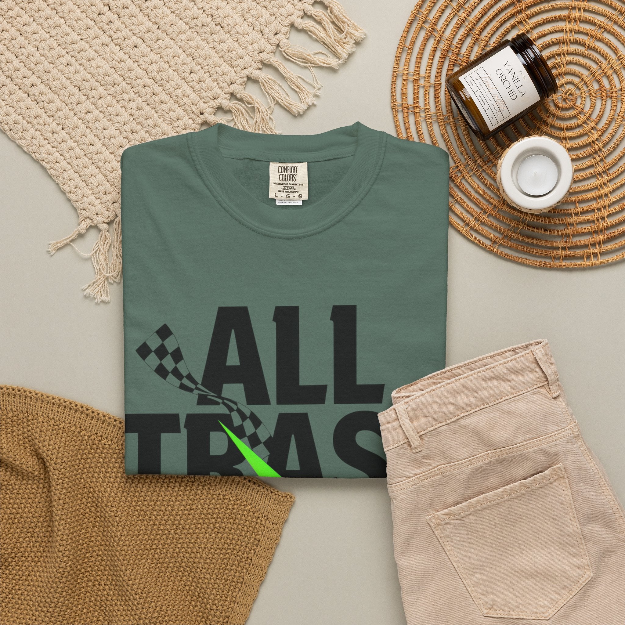 T-Shirt — "All Trash No Trailer" Bold Graphic Tee