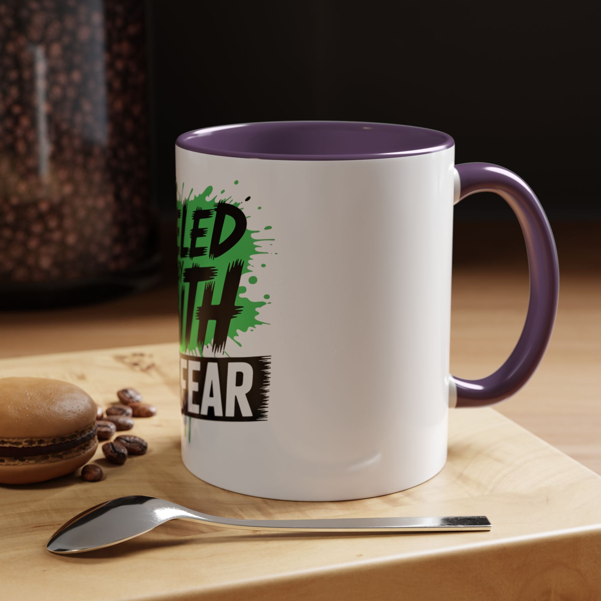 Accent Coffee Mug — "Fueled by Faith Not Fear" Inspirational Ceramic Mug (11/15 oz)