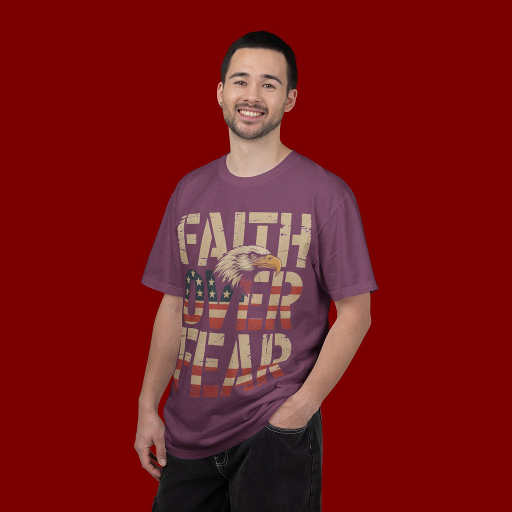 Faith Over Fear T-Shirt — Patriotic Eagle Graphic Tee