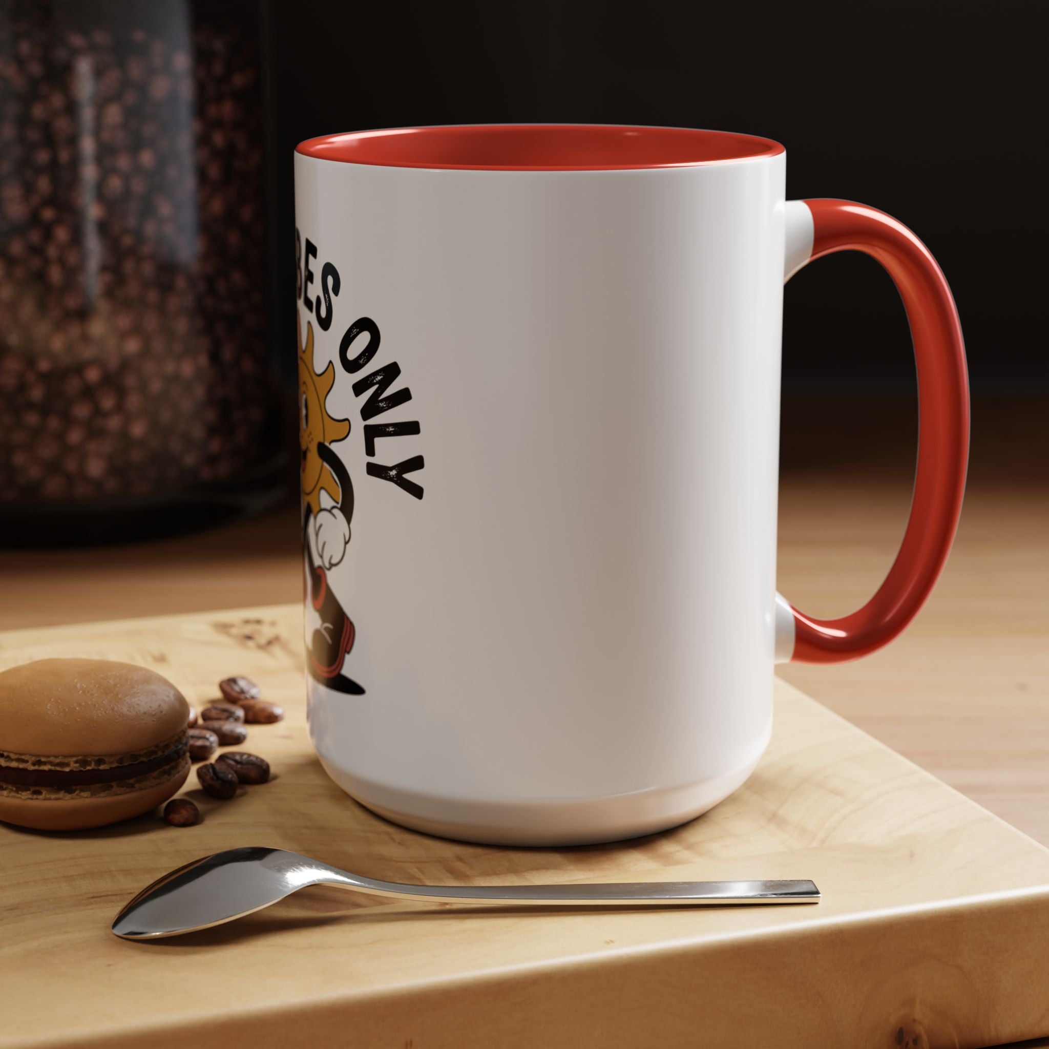 Good Vibes Only Coffee Mug - Retro Sun Cartoon Accent Mug (11/15oz)