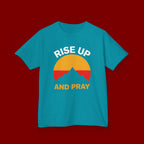 Kids Tee — "Rise Up and Pray" Mountain Sunrise Faith T‑Shirt