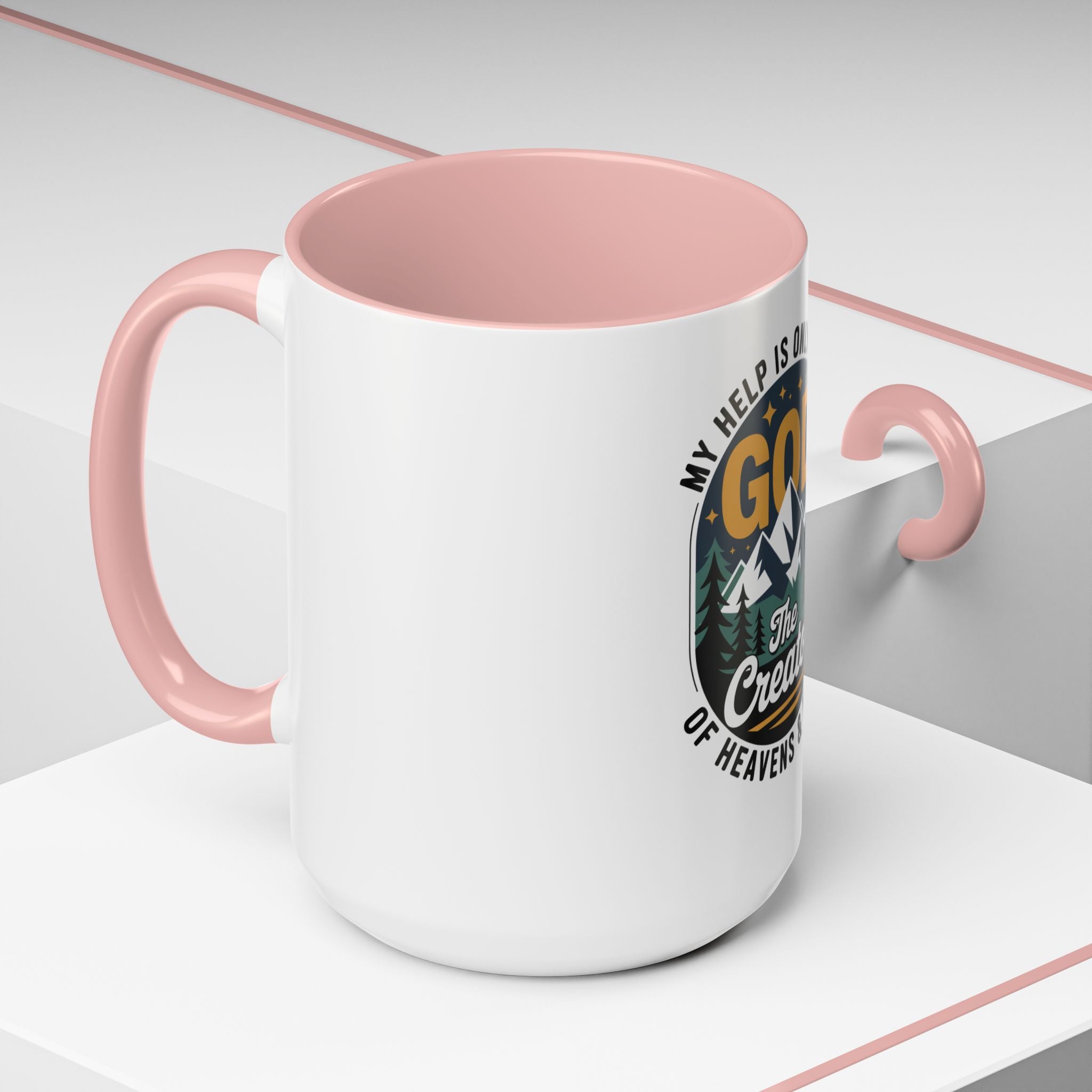 Christian Coffee Mug — “My Help Is Only From God The Creator” Accent Mug
