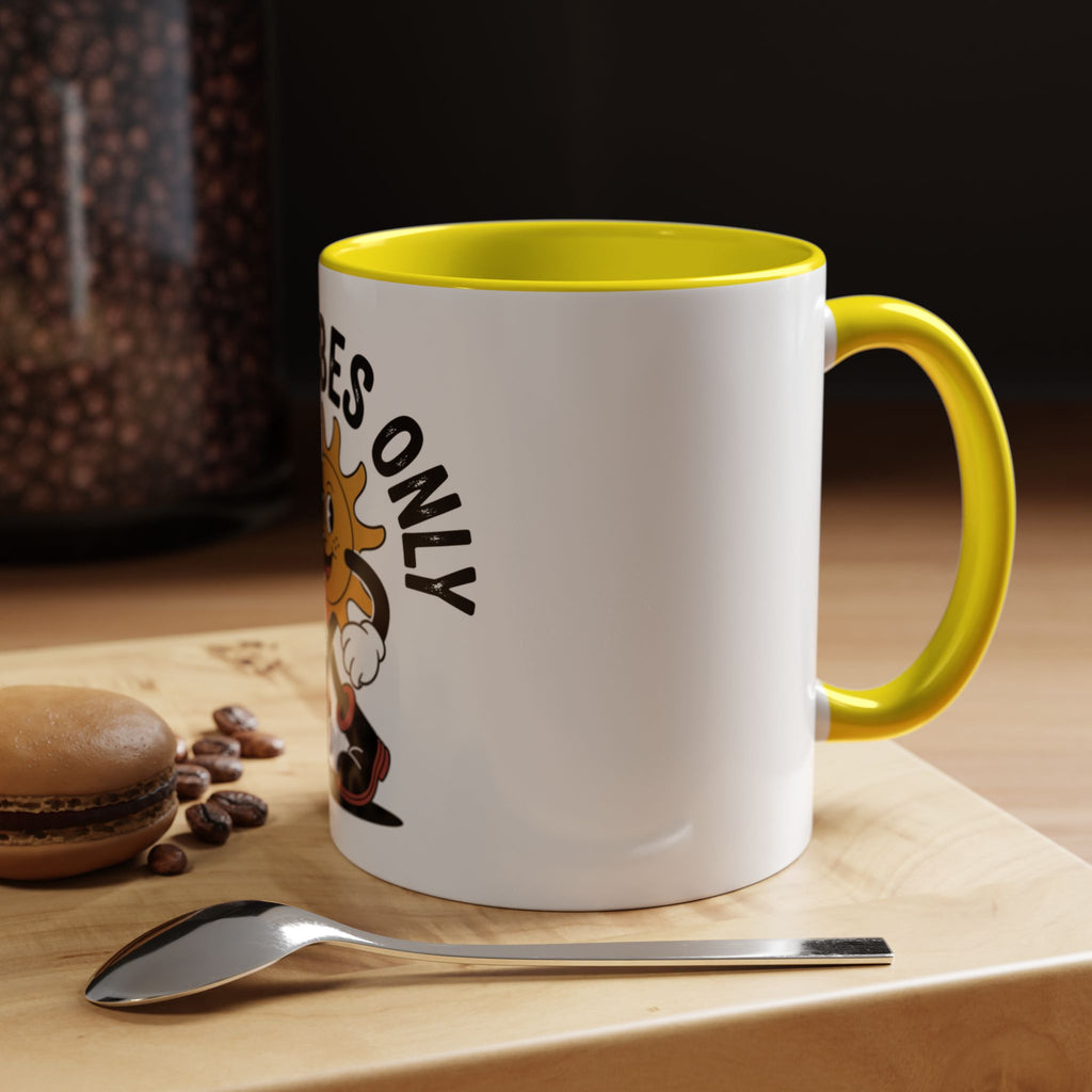 Good Vibes Only Coffee Mug - Retro Sun Cartoon Accent Mug (11/15oz)