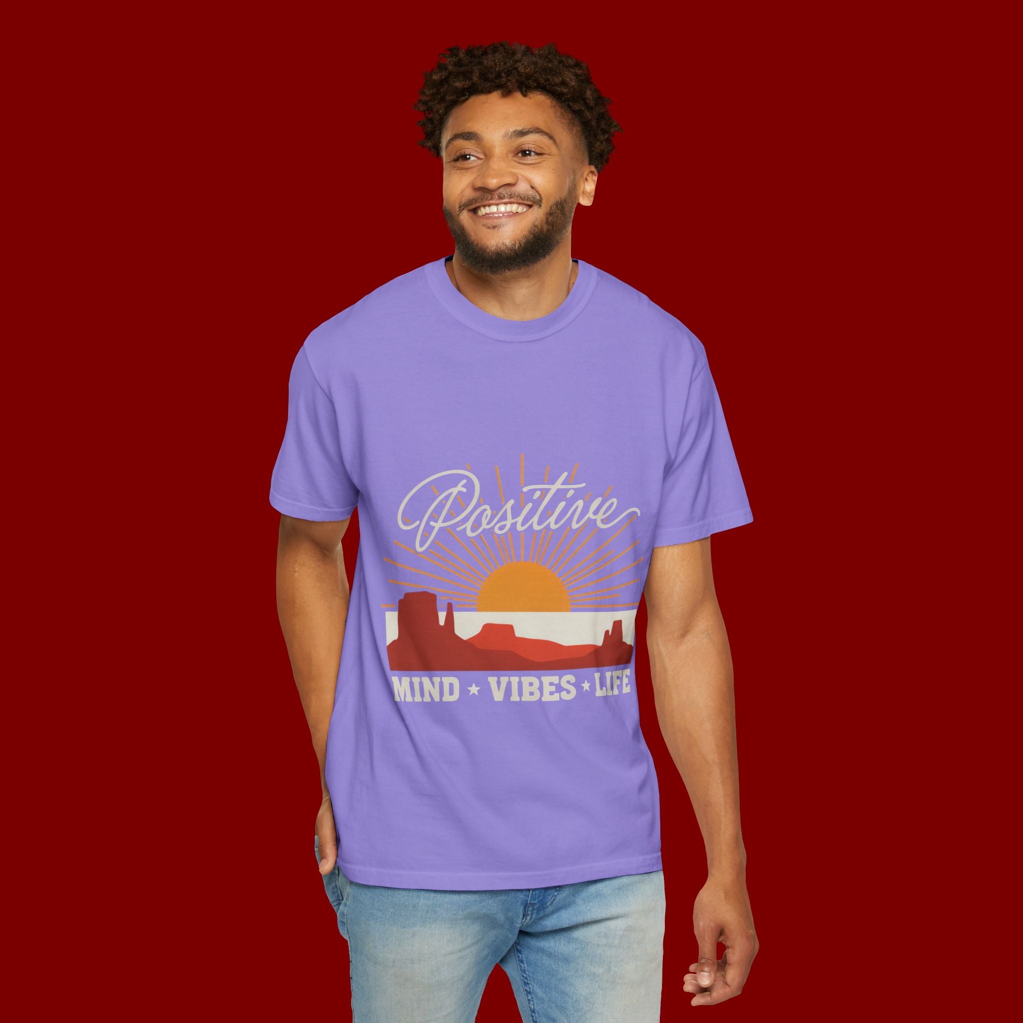 Positive Sunset T-Shirt — "Positive" Mind • Vibes • Life Motivational Tee