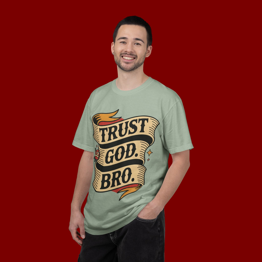 Trust God, Bro T-Shirt — Retro Ribbon Faith Tee