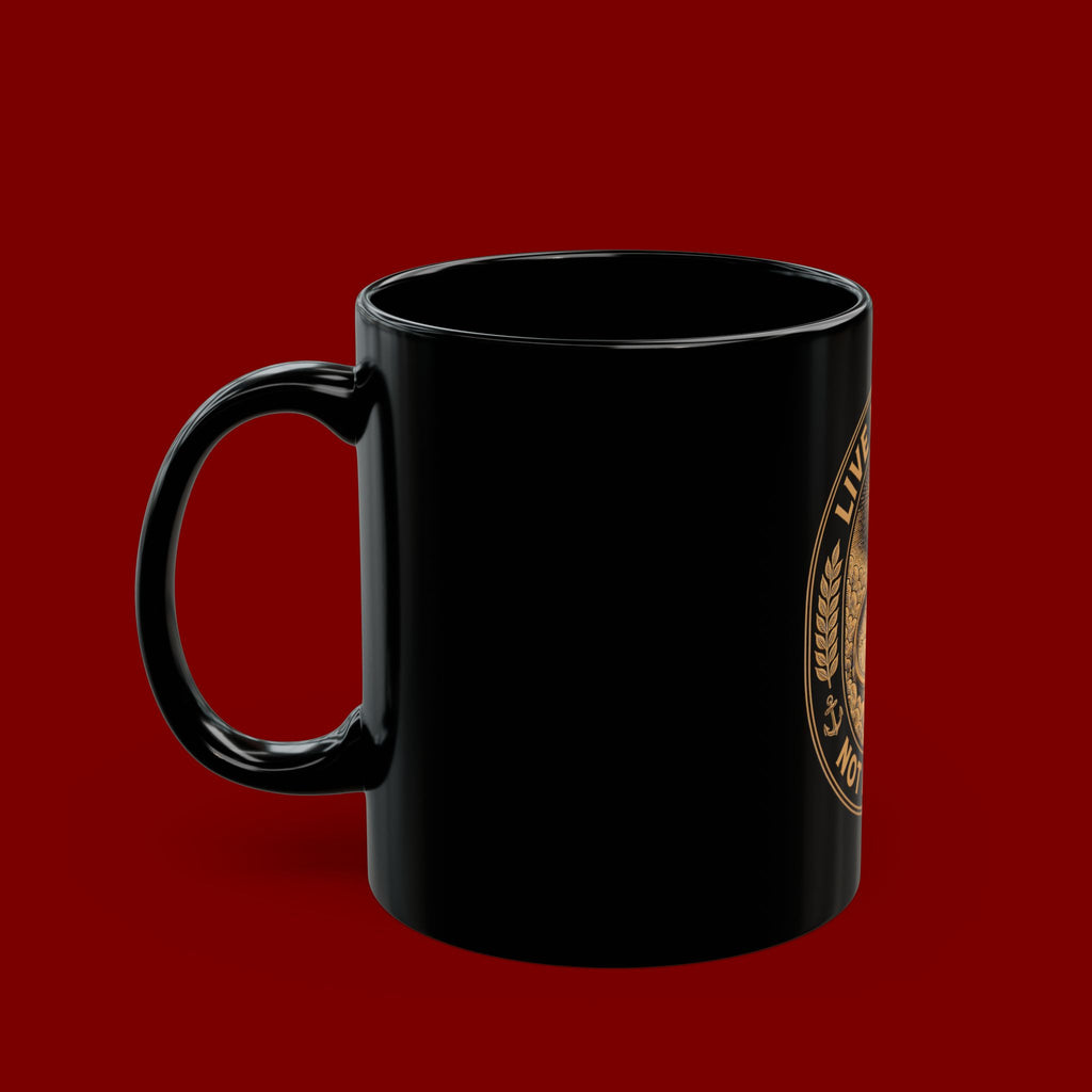 Live by Faith Black Mug — Inspirational Christian Coffee Cup ("Live by Faith Not by Sight")