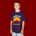 Kids Tee — "Rise Up and Pray" Mountain Sunrise Faith T‑Shirt