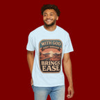 Scripture Comfort T-Shirt — "With God Every Hardship Brings Ease" Christian Faith Tee