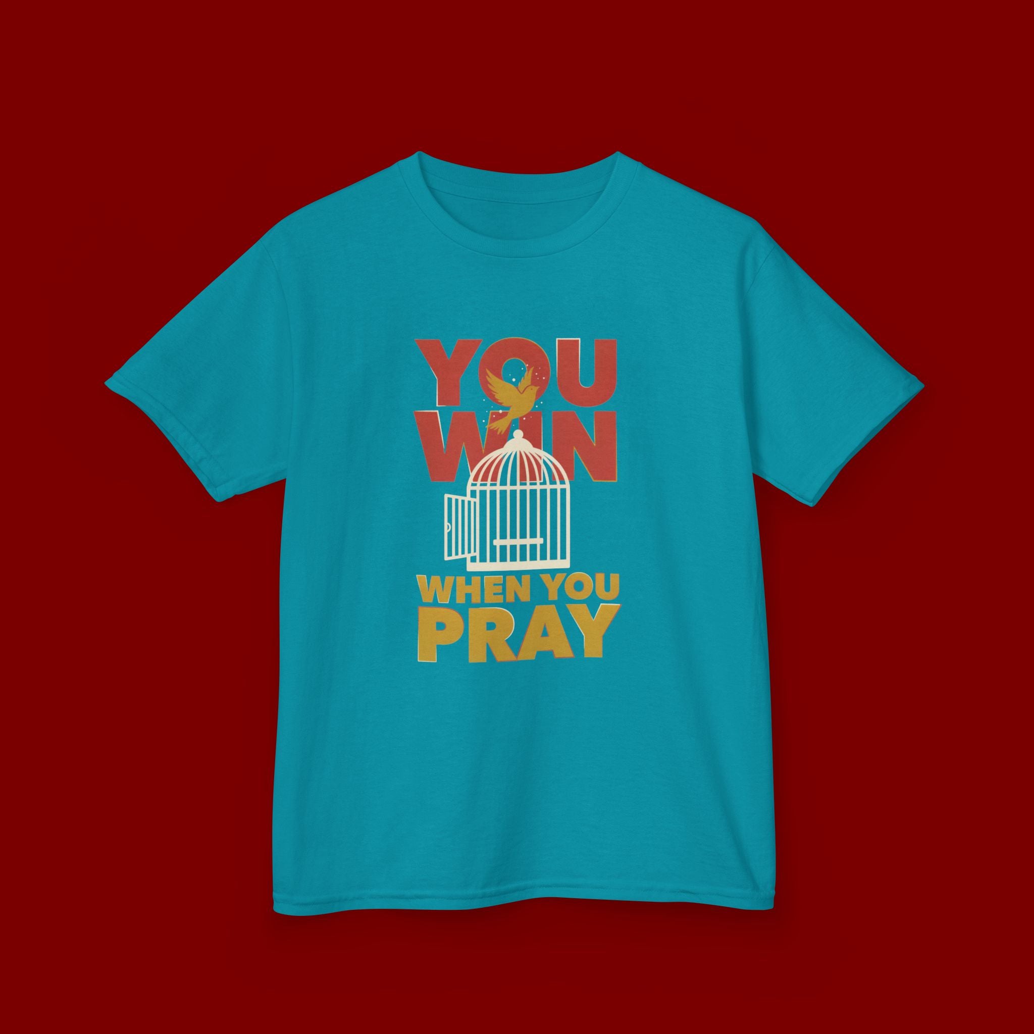 Kids Tee — "You Win When You Pray" Inspirational Christian Shirt
