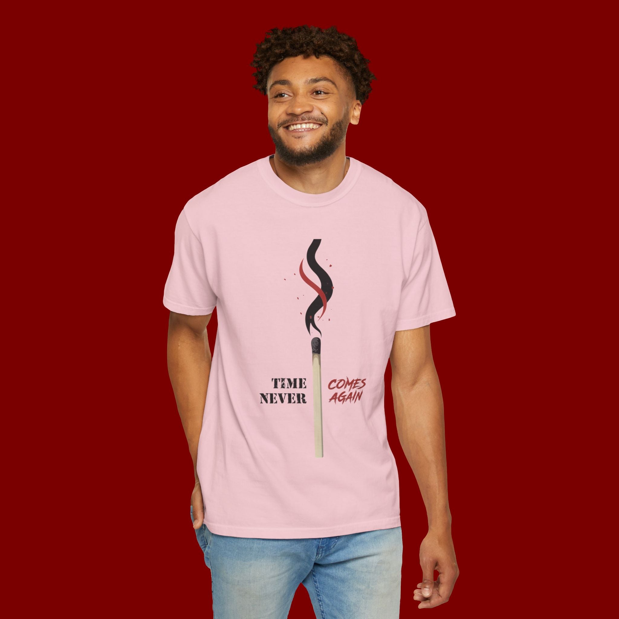 Matchstick Graphic T-Shirt — “Time Never Comes Again” Vintage-Inspired Tee
