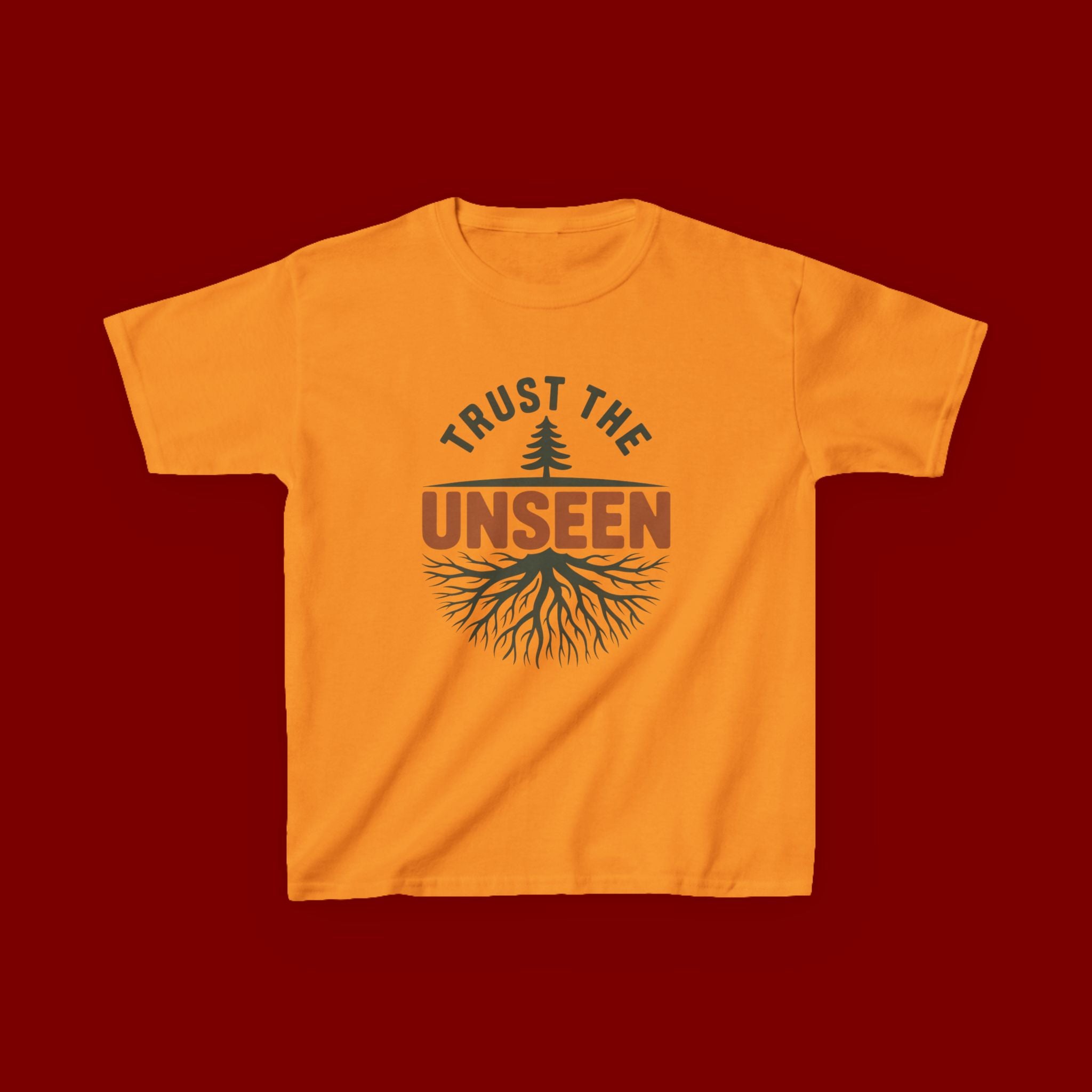 Kids T‑Shirt — "Trust the Unseen" Tree & Roots Inspirational Graphic