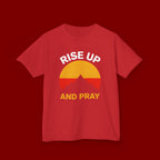 Kids Tee — "Rise Up and Pray" Mountain Sunrise Faith T‑Shirt
