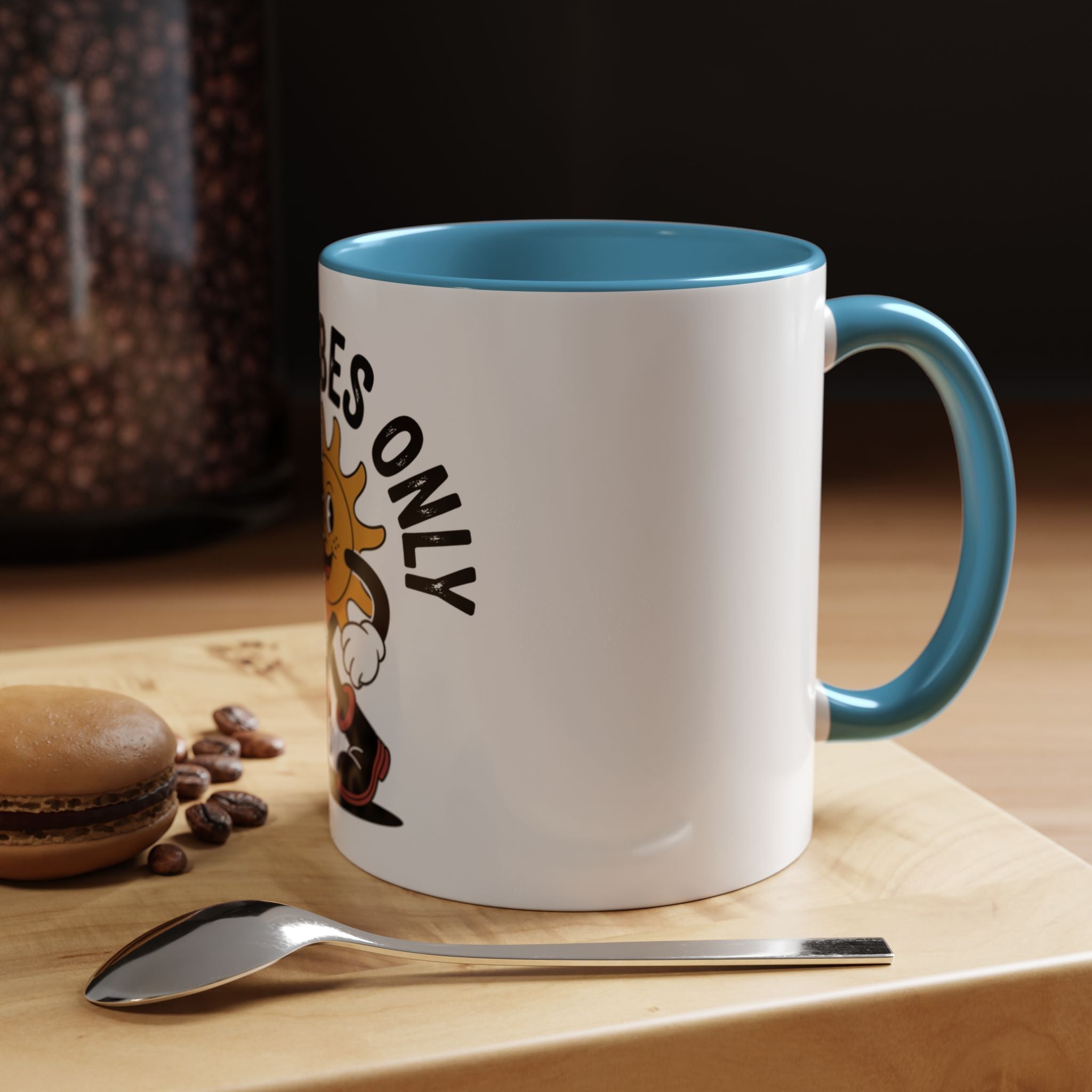 Good Vibes Only Coffee Mug - Retro Sun Cartoon Accent Mug (11/15oz)