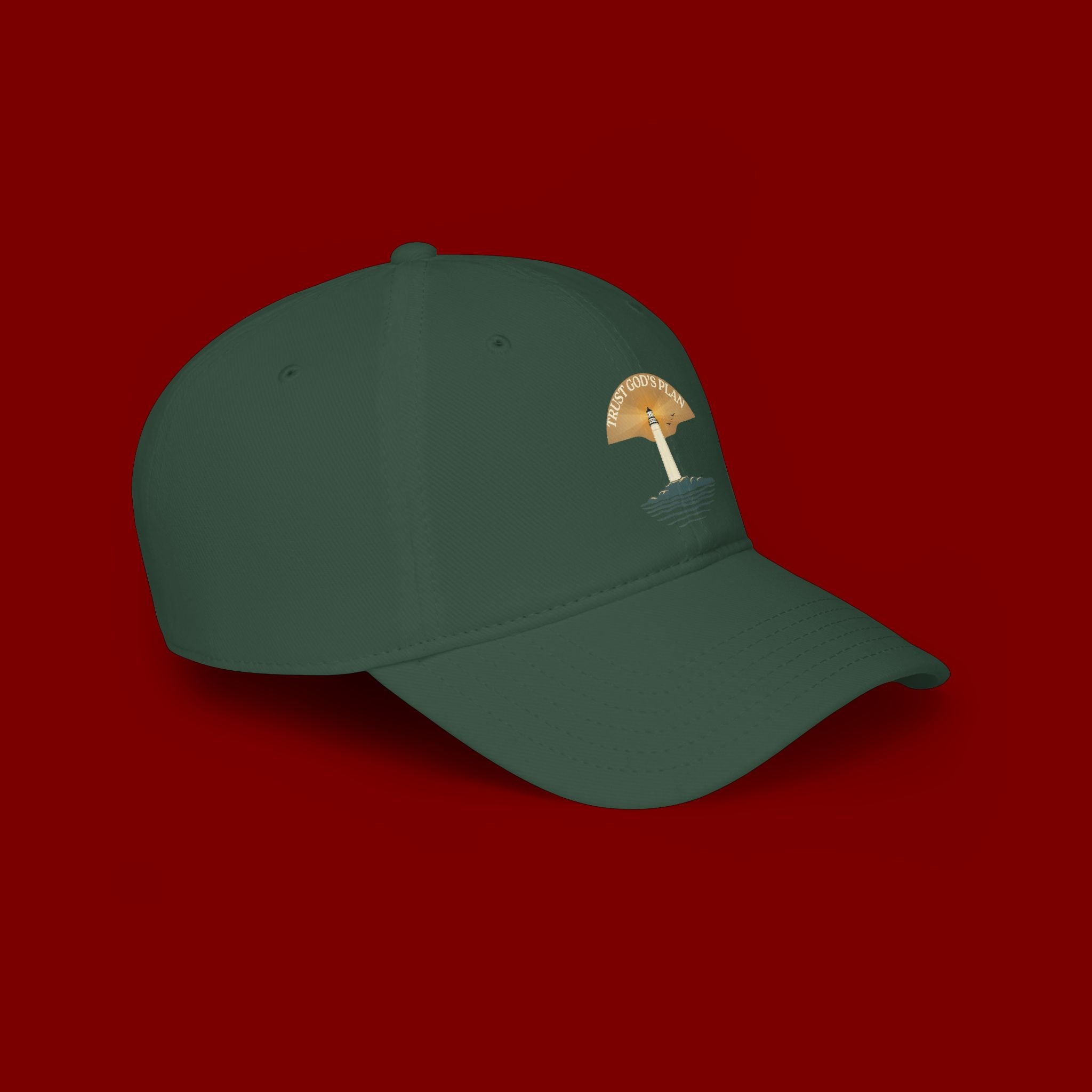 Lighthouse Faith Baseball Cap — "Trust God's Plan" Embroidered Low-Profile Hat