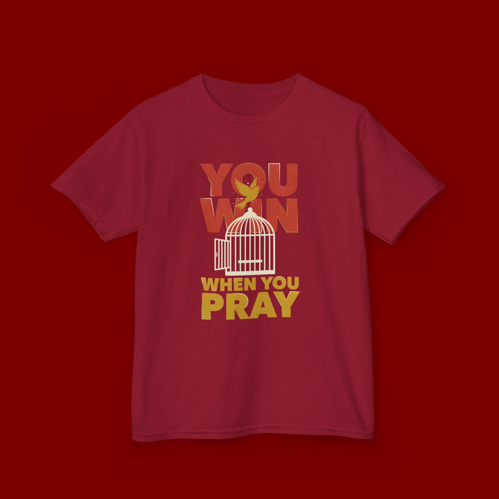 Kids Tee — "You Win When You Pray" Inspirational Christian Shirt