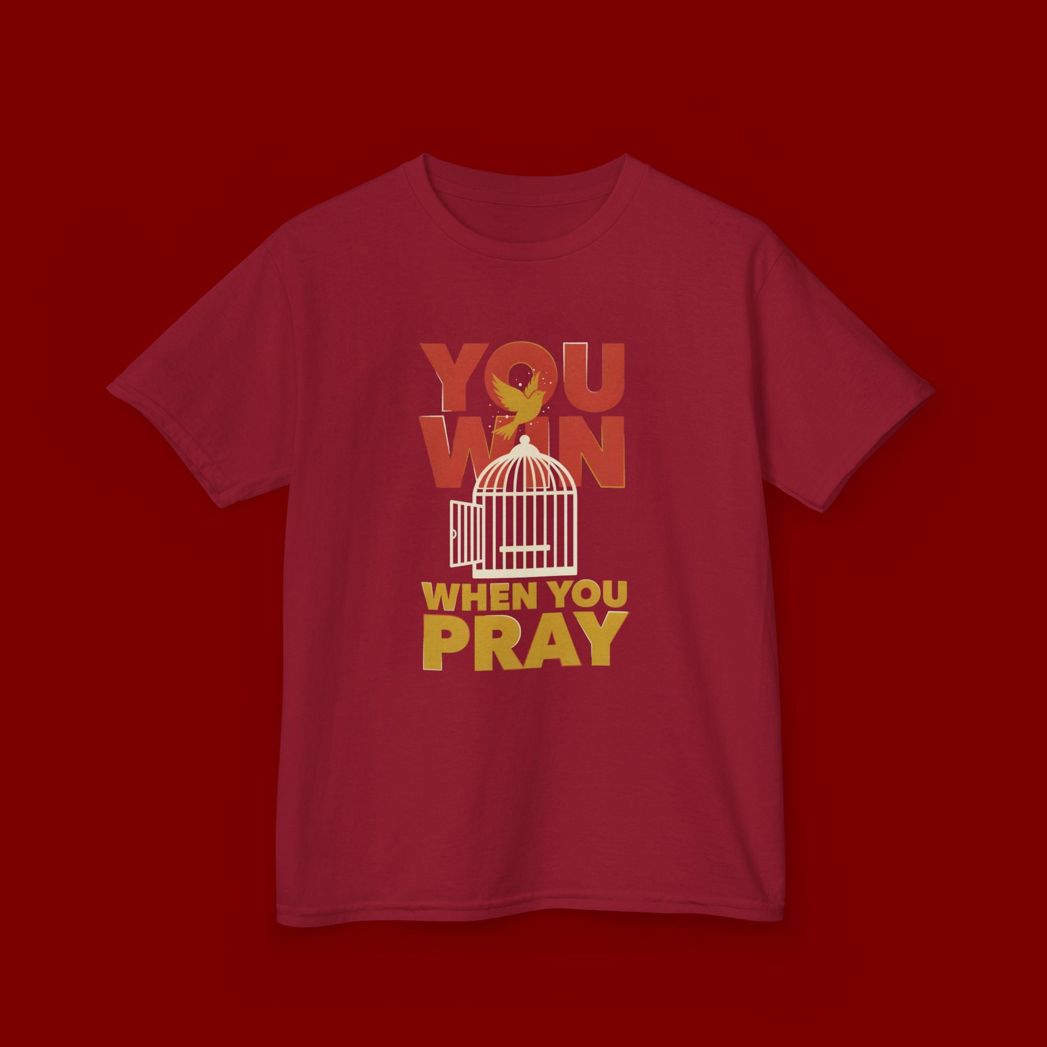 Kids Tee — "You Win When You Pray" Inspirational Christian Shirt