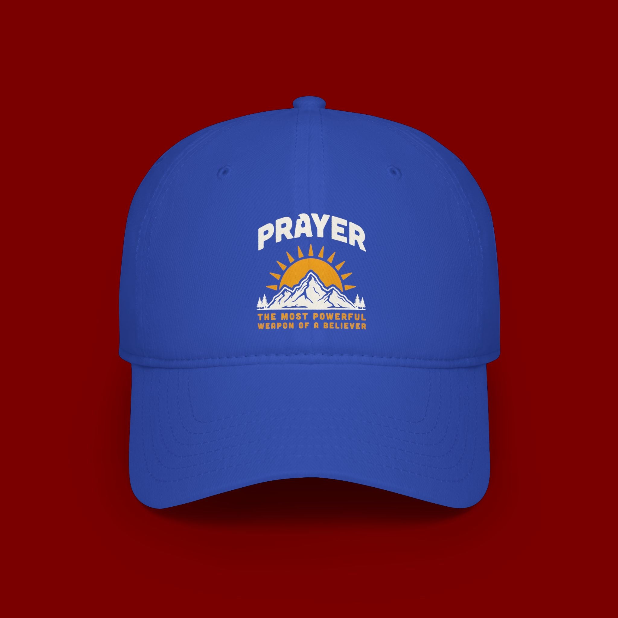 Prayer Sunrise Baseball Cap — Spiritual Faith Hat with Mountain Graphic