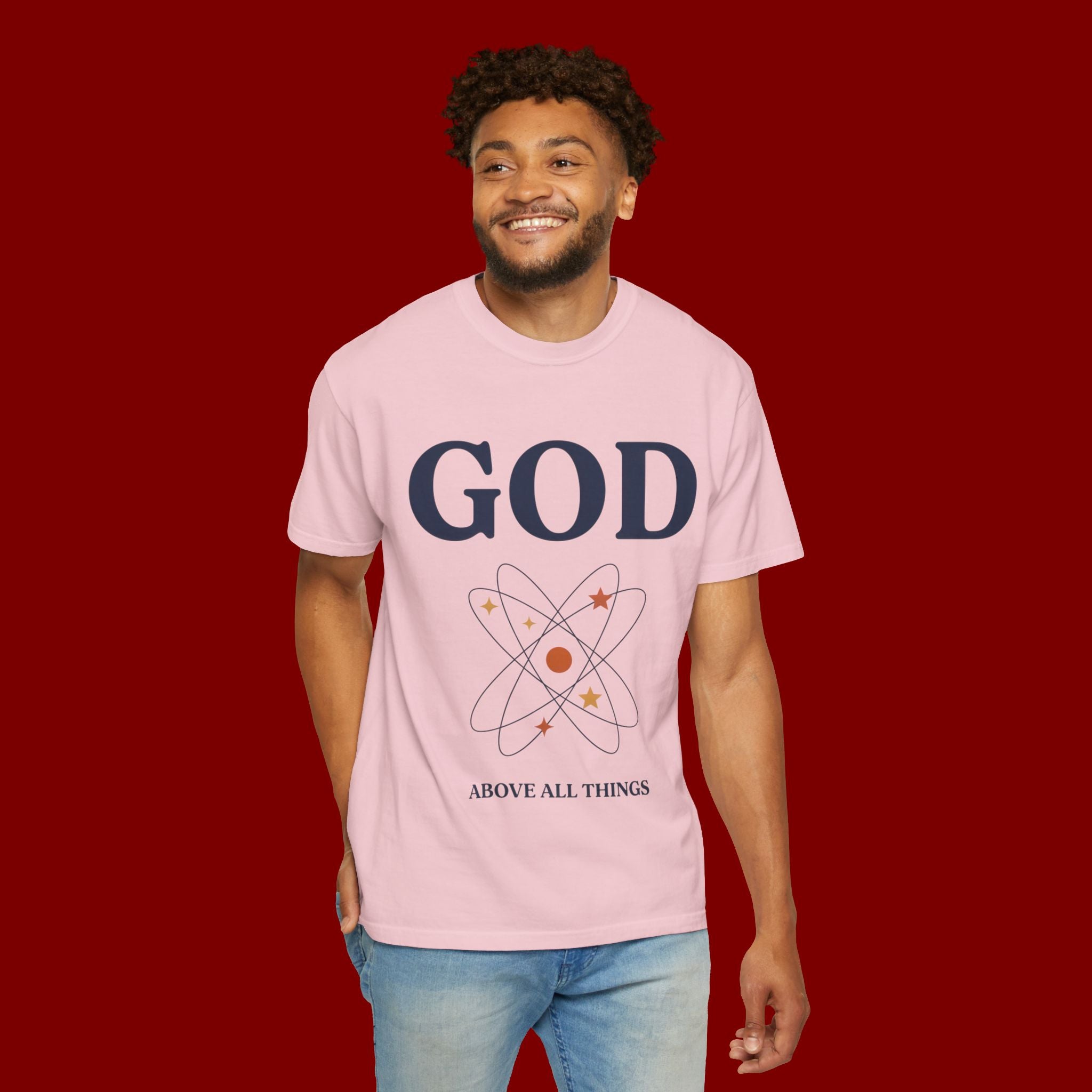 God Above All Things T-Shirt — Faith Graphic Tee with Cosmic Design