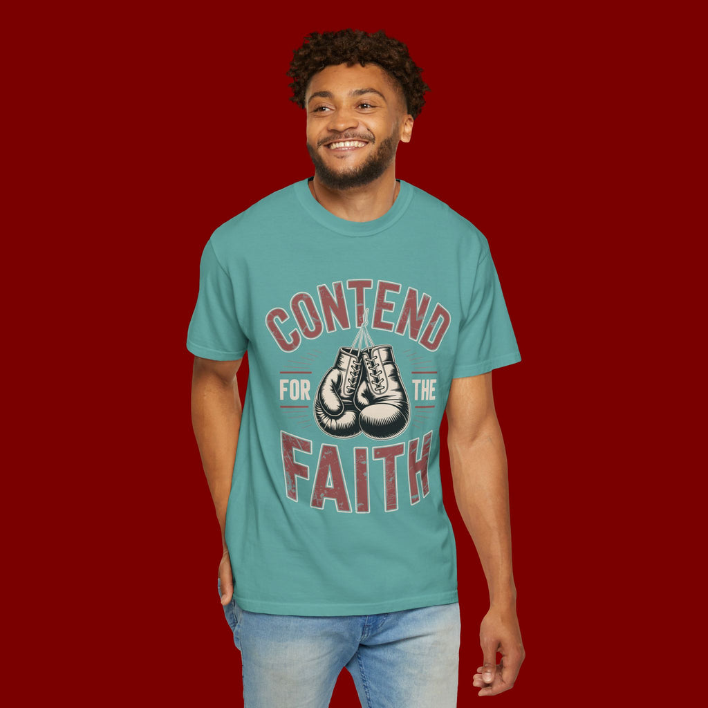 Contend for the Faith T-Shirt — Vintage Boxing Gloves Christian Tee