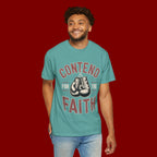 Contend for the Faith T-Shirt — Vintage Boxing Gloves Christian Tee