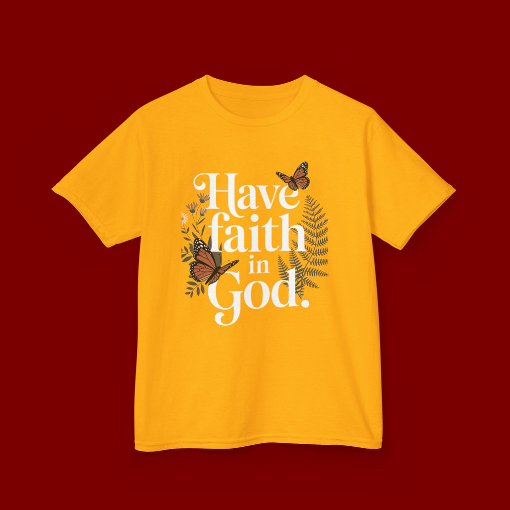 Kids Tee — "Have Faith in God" Floral Christian Youth T‑Shirt