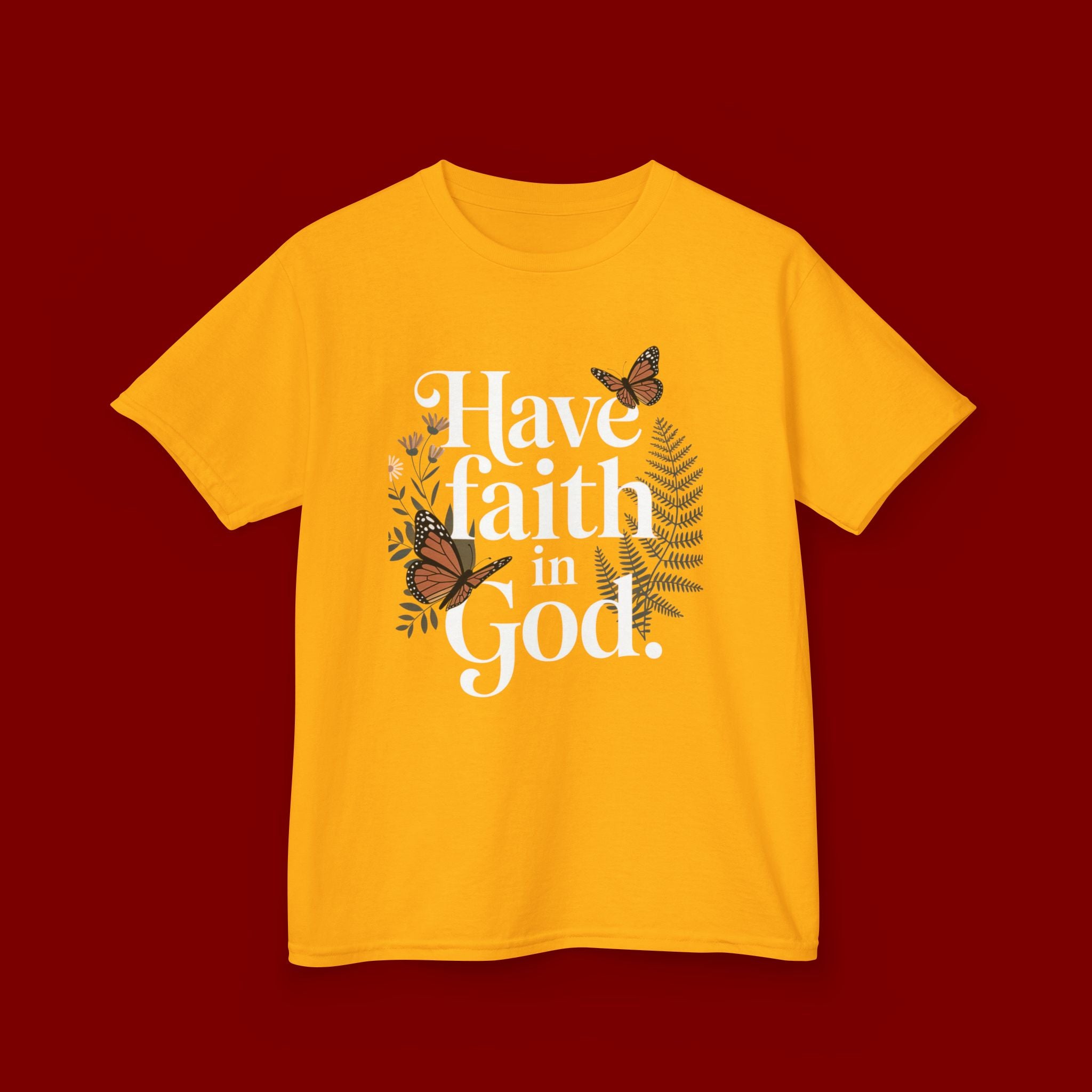 Kids Tee — "Have Faith in God" Floral Christian Youth T‑Shirt