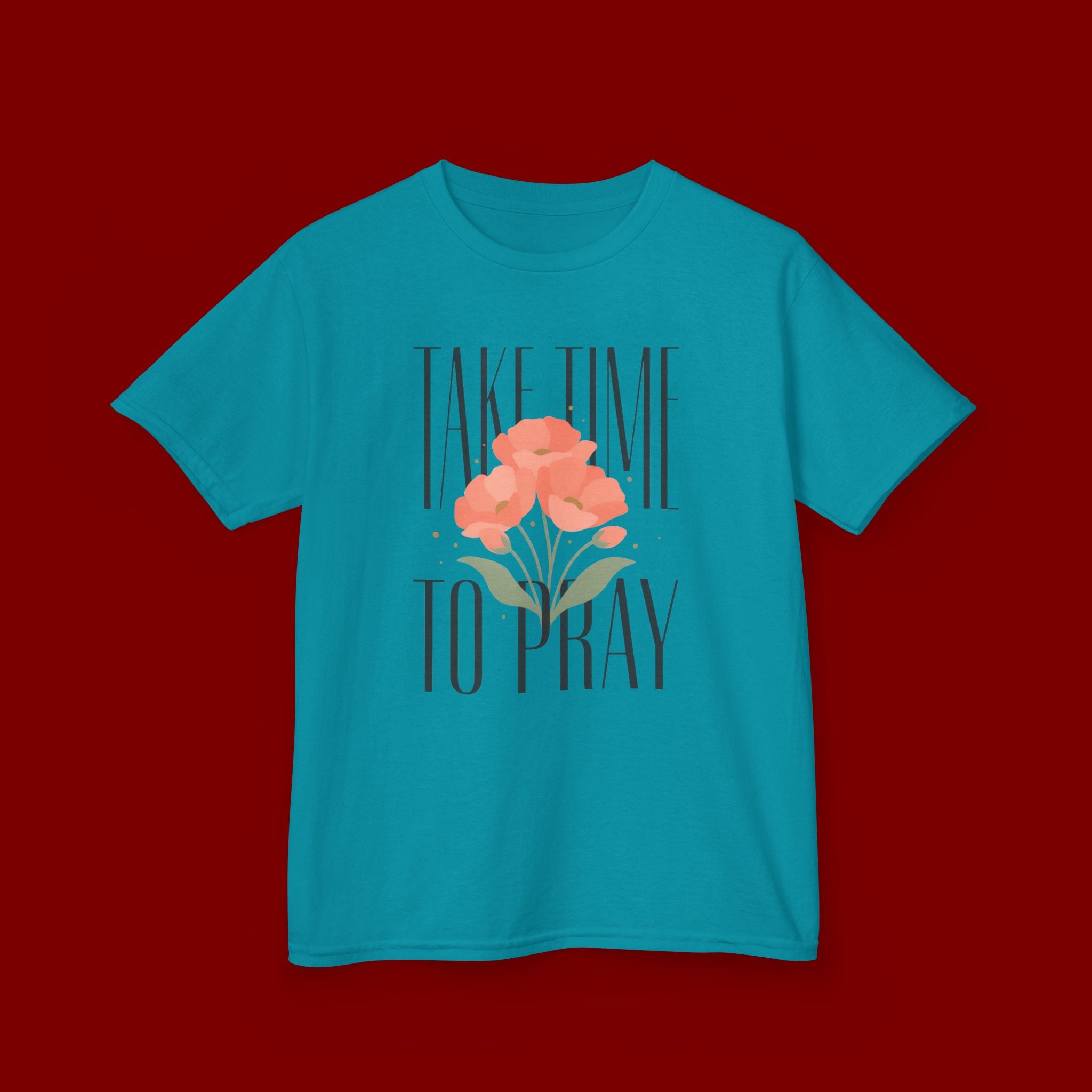 Kids Tee — "Take Time to Pray" Floral Christian Shirt