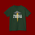 Kids Tee — "Prayer Is A Weapon" Lightning Graphic Christian Shirt