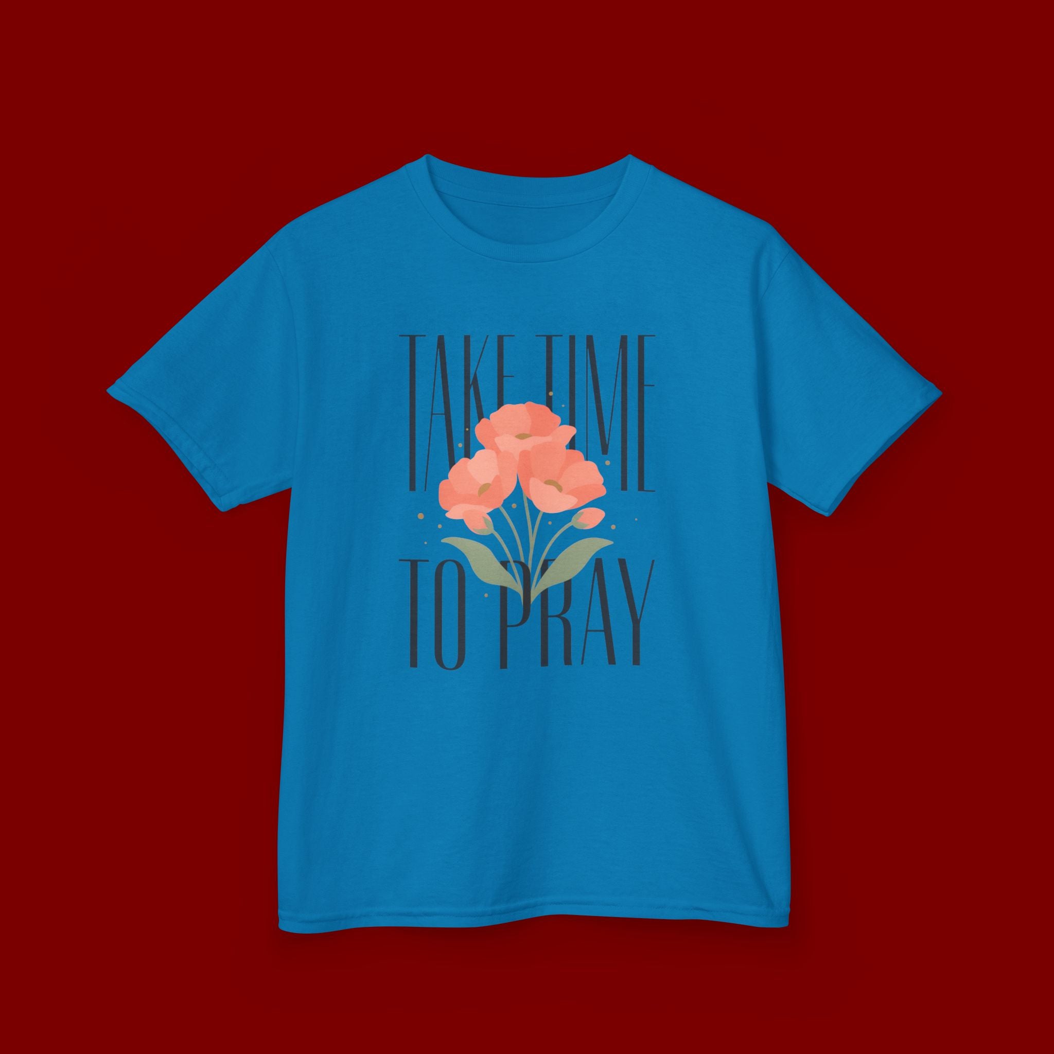 Kids Tee — "Take Time to Pray" Floral Christian Shirt
