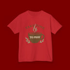 Kids Tee — "Take Time to Pray" Coffee Cup Faith Graphic