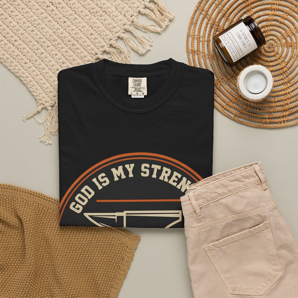 God Is My Strength T-Shirt — Christian Faith Anvil Graphic Tee