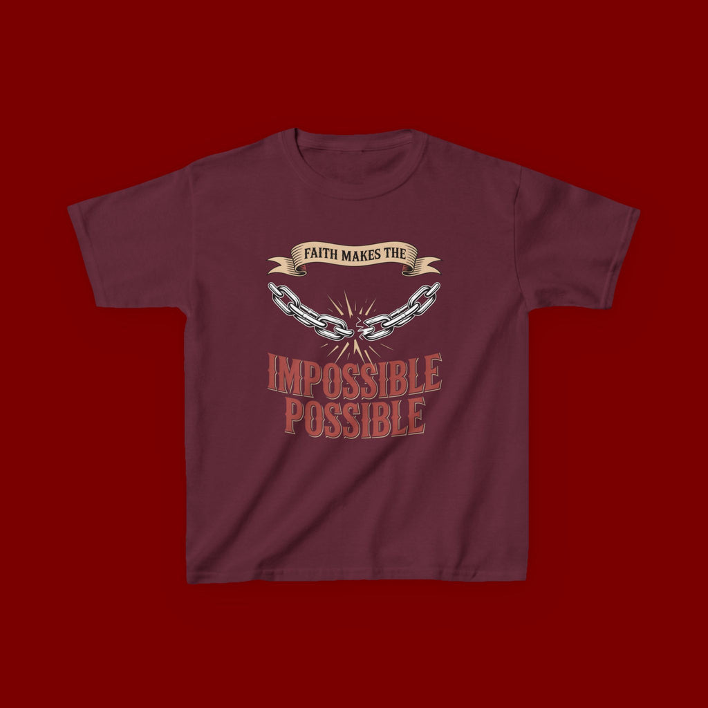 Kids Tee — "Faith Makes the Impossible Possible" Inspirational Graphic