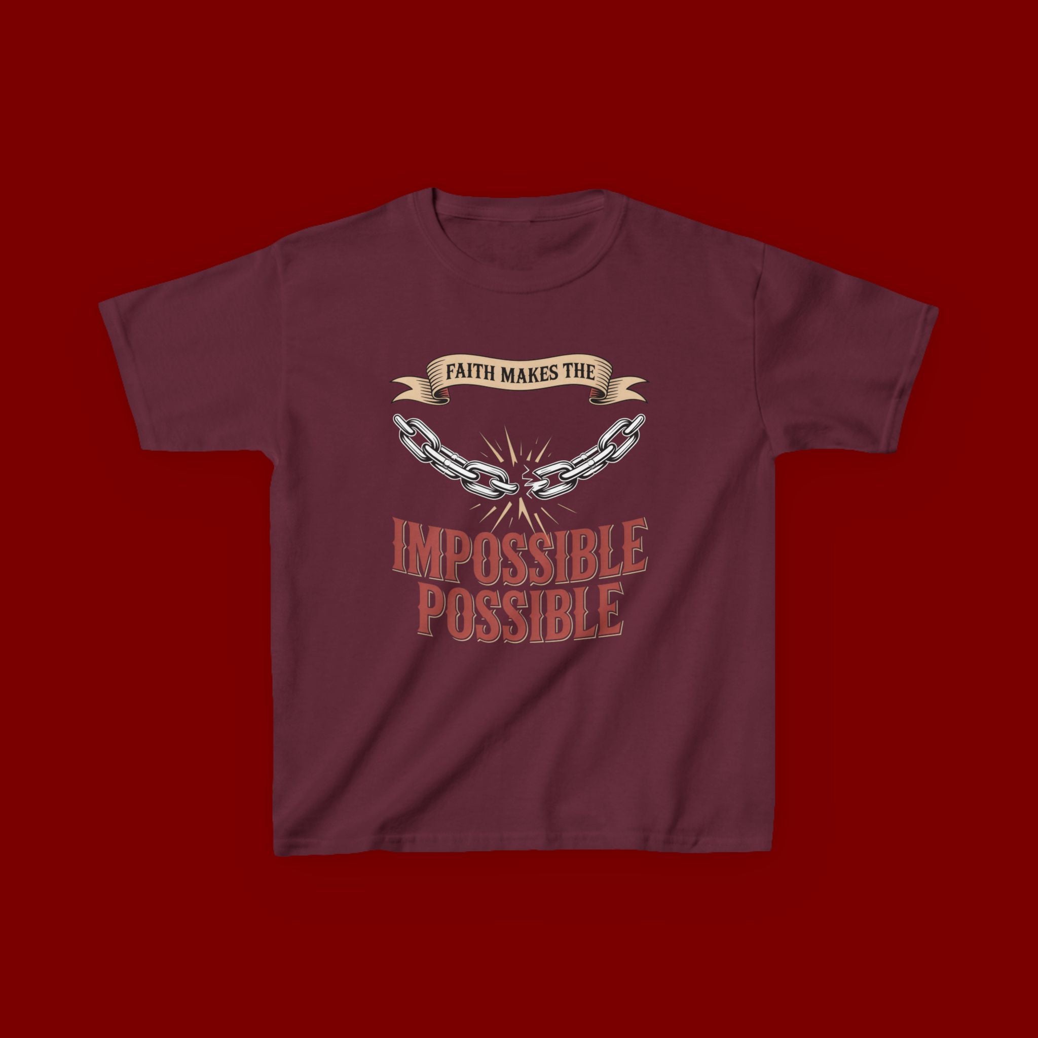 Kids Tee — "Faith Makes the Impossible Possible" Inspirational Graphic