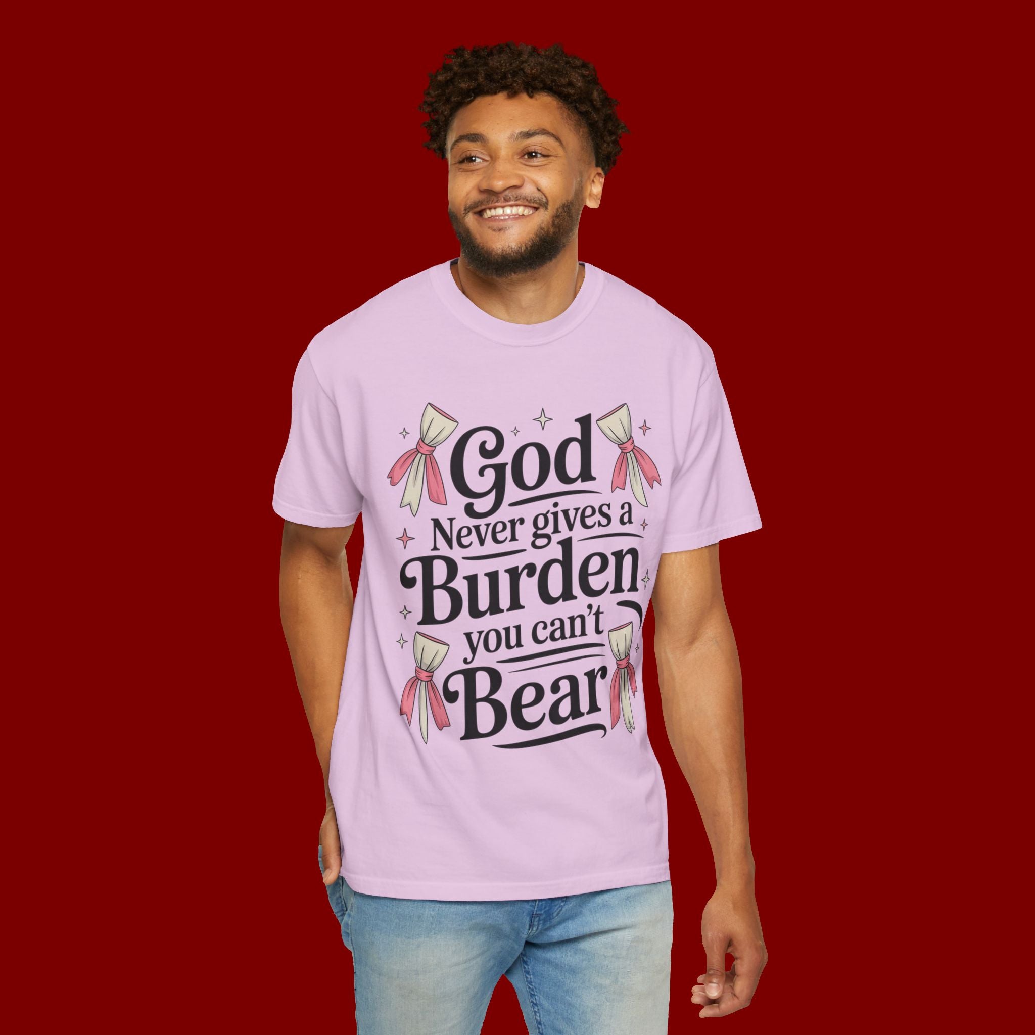 Inspirational 'God Never Gives a Burden You Can't Bear' T-Shirt